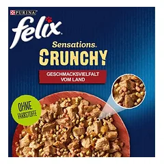 Felix „Sensations Crunchy“ maišeliai, drėgnas maistas katėms 20 x 85 g + 80 g priedas, 80 - 99 g — 3 nuotrauka