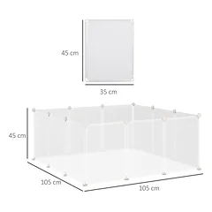 Gyvūnų aptvaras PawHut 105x105x45cm., baltos spalvos — 3 nuotrauka
