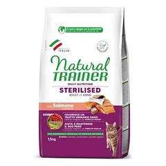 NATURAL TRAINER Cat adult Sterilised salmon su lašiša 1.5kg parduotuvėje ramiosblusos.lt