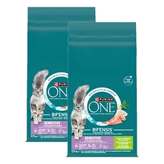 Purina One Sesitive kalakutienos ir ryžių suaugusių kačių ėdalas 2x9,75 kg