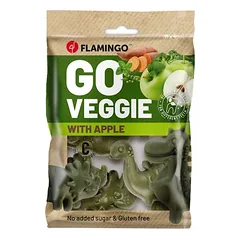 Flamingo Veggie Dino su obuoliais, skanėstai šunims, žali — 2 nuotrauka