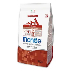Monge All Breeds Puppy & Junior su jautiena ir ryžiais, sausas maistas šuniukams ir jaunikliams su jautiena ir ryžiais, 0,8 kg