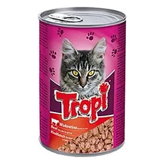 Konservuotas kačių pašaras su jautiena TROPI 415g