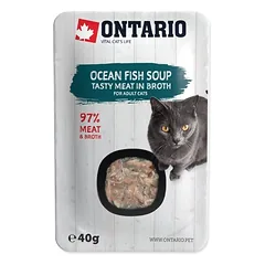 Ontario drėgnas maistas (sriuba) katėms su jūrų žuvimis ir daržovėmis, 40 g