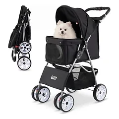 Giantex sulankstomas vežimėlis šunims su stogeliu nuo saulės ir gėrimų laikikliu, Vidutiniams 11–25 kg — 3 nuotrauka