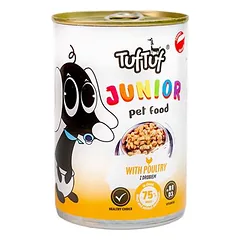TufTuf Junior Nassfutter für Welpen – Stücke in Sauce Dose 415 g