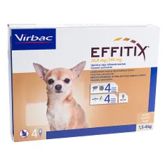 Virbac Effitix XS 26,8 mg/240 mg užlašinamasis tirpalas šunims 1,5-4 kg, N4