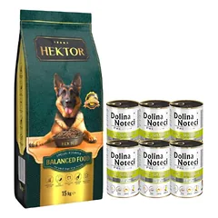 HEKTOR BALANCED Adult 15kg + Dolina Noteci Premium žąsis su bulvėmis 6x400g