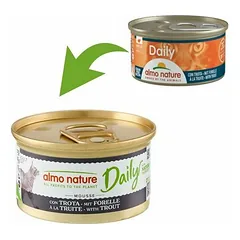 Almo Nature Daily Cat lengvas paštetas su upėtakiu, drėgnas maistas katėms 85 g — 2 nuotrauka