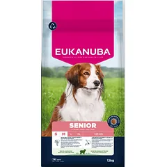 Eukanuba Life Care Senior S/M sausas maistas mažų ir vidutinių veislių senyviems šunims su ėriena ir ryžiais, 12 kg
