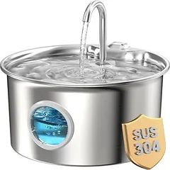 PetTribes Katzen-Trinkbrunnen aus Edelstahl 2,6 l