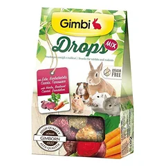 Gimbi Drops Mix With Herbs, Beetroot, Carrot, Dandelion be grūdų papildomas maistas-skanėstas graužikams, 50 g