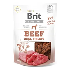 Brit Jerky Beef Real Fillets Snack 80g parduotuvėje petbaze.lt
