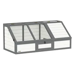 Lauko aptvaras vėžliams be dugno, su nameliu ir saulės zona, 120x55x20/50 cm, baltas