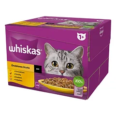 WHISKAS Adult Paukštienos pašaras su padažu 24x85 g gabalėlių su vištiena, antiena, paukštiena, kalakutiena suaugusioms katėms