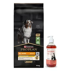 PRO PLAN Light Sterilised Visų dydžių suaugusiems šunims skirtas maistas, turintis daug jautienos 14 kg + LAB V Lašišų aliejus šunims ir katėms 500ml