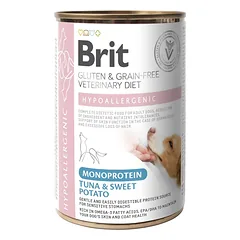 BRIT Veterinary Diet Dog Hypoallergenic Monoprotein Tuna 400g su tunu šunims, turintiems alergijų ir odos problemų