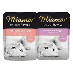 MIAMOR Ragout Royal tunas ir vištiena + antis su vištienos padažu 24x100 g