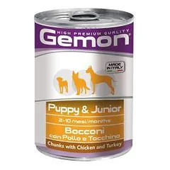 Gemon Wet Dog Chunks drėgnas maistas jauniems šunims su vištiena ir kalakutiena, 415 g
