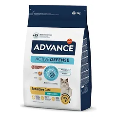 Advance Cat Sterilized Sensitive sausas maistas sterilizuotoms katėms su lašiša ir ryžiais, 3 kg