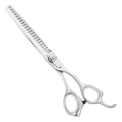Geib Kiss Silver Pink Chunker 7.5 - vienpusės tiesios retinimo žirklės, 21 dantis