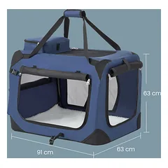 Sulankstoma šuns transportavimo dėžė 60x42x42 cm, tamsiai mėlyna — 5 nuotrauka