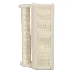 Trixie Scratching Board For Corners With Post kampinė nagu draskyklė katėms, su sizalio paviršiumi ir pliušine apdaila, 15x50x15 cm, smėlio spalvos — 2 nuotrauka