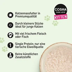 Cosma Original Kitten drėgnas maistas kačiukams 6 x 85 g — 2 nuotrauka