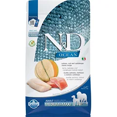 FARMINA N&D Ocean Dog Adult Medium & Maxi salmon, cod, pumpkin & cantaloupe melon 2.5 kg łlašiša, menkė, moliūgas, kantalupės melionas