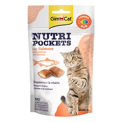 GimCat Nutri Pockets with Salmon & Omega 3&6 skanėstai katėms su Lašiša, Omega 3 ir 6 riebalų rūgštimis 60g