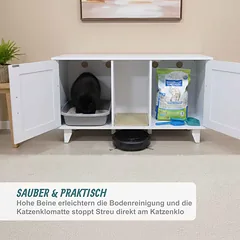 Kačių tualeto spintelė Relaxdays, XXL, 2 skyriai, 120 × 65 × 52 cm — 5 nuotrauka