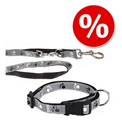 Trixie rinkinys: antkaklis Pfoten Silver Reflect + pavadėlis šunims