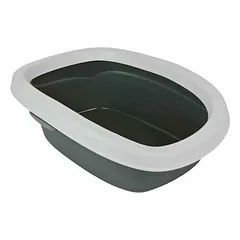Trixie Carlo Cat Litter Tray with Rim Size 1, 31 x 14 x 43 cm, Dark Grey/Light Grey