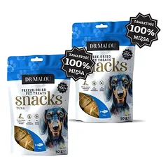 DR MALOU Mėsos kubeliai iš 100 % liofilizuotos tuno mėsos, 2 x 50 g, skanėstai šunims