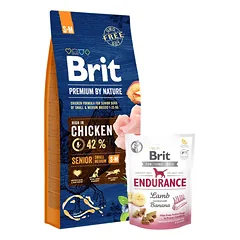 BRIT Premium By Nature Senior S+M 15kg + FUNCTIONAL SNACK ENDURANCE LAMB 150g