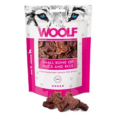 WOOLF Small Bone Of Duck And Rice 100g maži kubeliai su antiena ir ryžiais