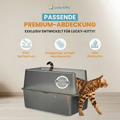 Lucky Kitty XXL kačių tualetas iš nerūdijančio plieno su gaubtu, matinis / tamsus gaubtas — 3 nuotrauka