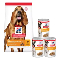 HILL'S Science Plan 7+ Dog Mature Light Medium Chicken 14 kg vyresniems šunims + 3 skardinės NEMOKAMAI
