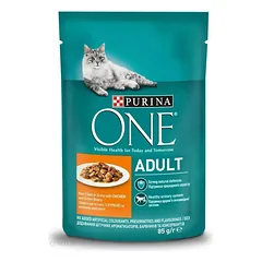 PURINA ONE ADULT Vištiena su žaliosiomis pupelėmis 85g