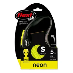 Flexi New Classic Neon juosta pavadėlis S 5 m šunų automatinis pavadėlis su juosta, juoda/neono, šunims iki 15 kg — 3 nuotrauka