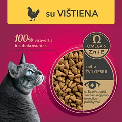 Pilnavertis sausas pašaras suaugusioms katėms su vištiena MY LOVE 11kg — 2 nuotrauka