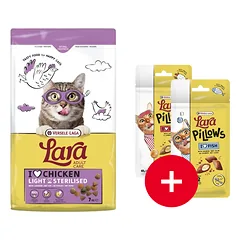 VERSELE-LAGA Lara Adult Light Sterilized 7 kg maistas kastruotiems katėms + 2 NEMOKAMI skanėstai