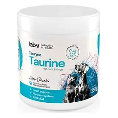Lab-V Taurinas - natūralus papildas širdžiai, regėjimui ir nervų sistemai šunims ir katėms, 250 g