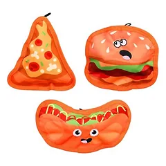 Yiankon Hundespielzeug ohne Füllung Burger Hotdog und Pizza