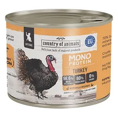 COUNTRY OF ANIMALS Kittens Monoprotein Turkey 200g kalakutiena, drėgnas maistas kačiukams