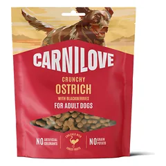 CARNILOVE Crunchy Snack Ostrich with Blackberries skanėstai šunims 200g