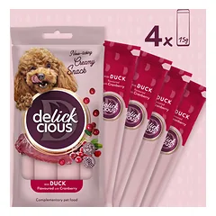 DELICKCIOUS kreminiai skanėstai su antiena ir spanguolėmis suaugusiems šunims (4x15 g), 60 g — 2 nuotrauka