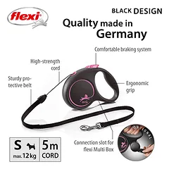 FLEXI pavadėlis šuniui Back Design S virvinis 5m, rožinis — 2 nuotrauka
