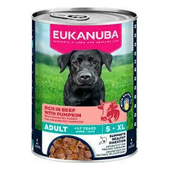 Eukanuba Dog Can Adult su jautiena ir moliūgu, drėgnas maistas šunims 400 g