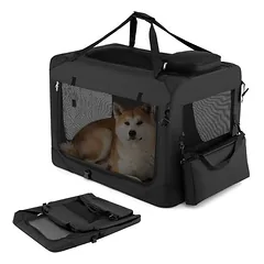 GIANTEX Transportbox Hund Katze 83,5x58x58cm Oxford 3 Türen Matte